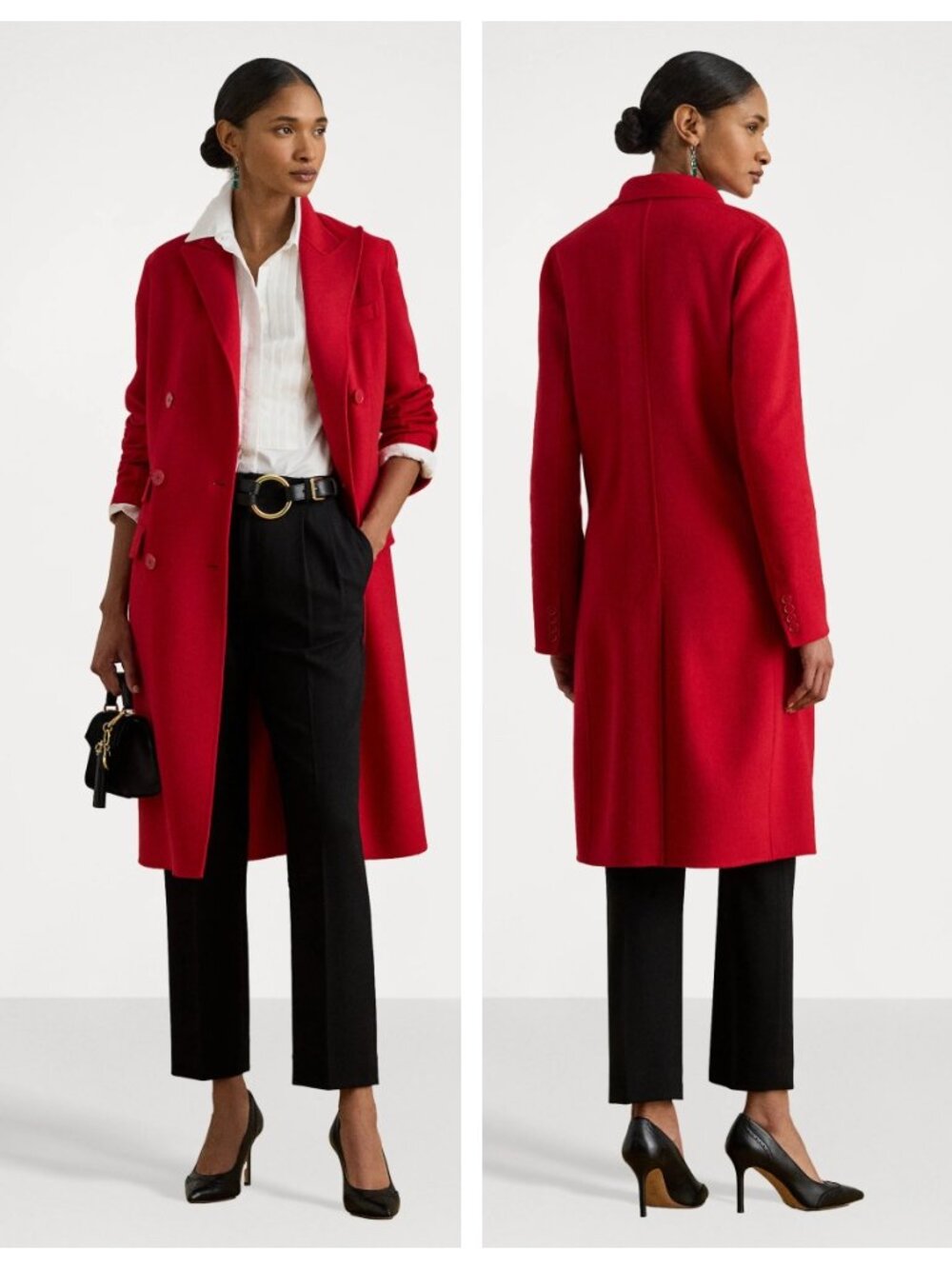 Lauren Ralph Lauren Double Breasted Wool Blend Coat